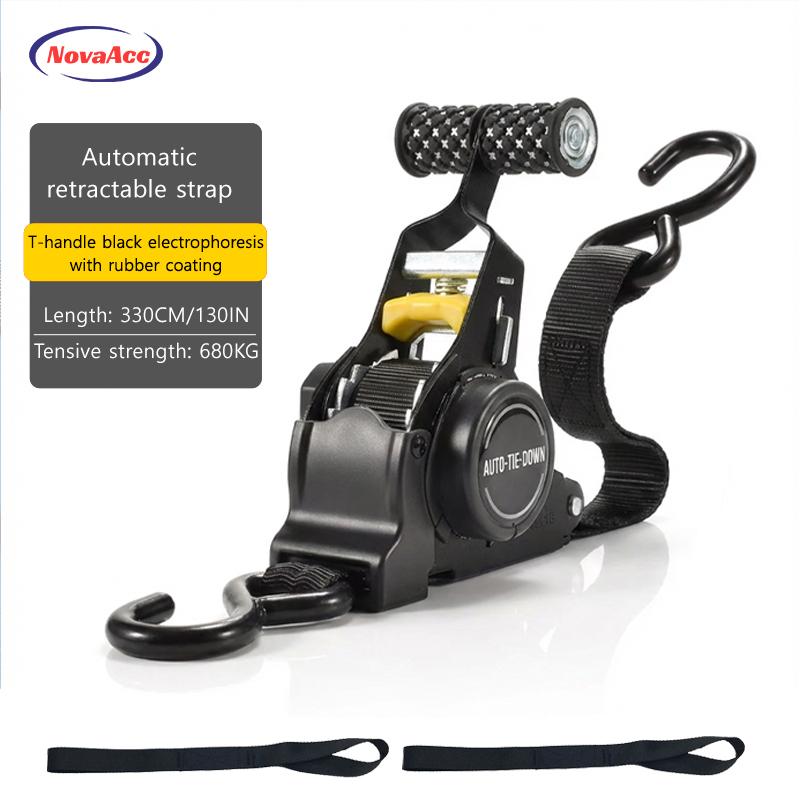 Heavy Duty Practical Auto Retractable Quick Release Tensioning Band for Truck Cargo Transport Car Motorcycle Free Webbing Straps