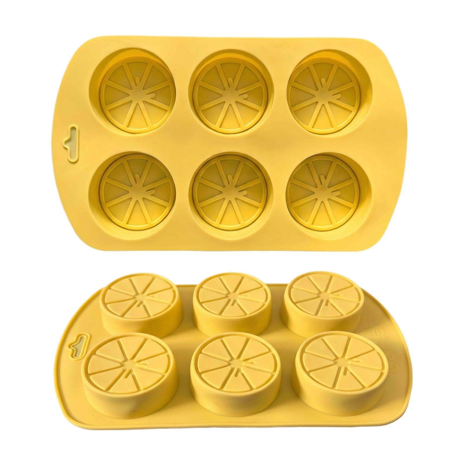 

6 Cavity Lemon Slice Silicone Baking Mold Non Stick Flexible Citrus Shape Cake Mold for Oven Microwave Dishwasher Safe One Size
