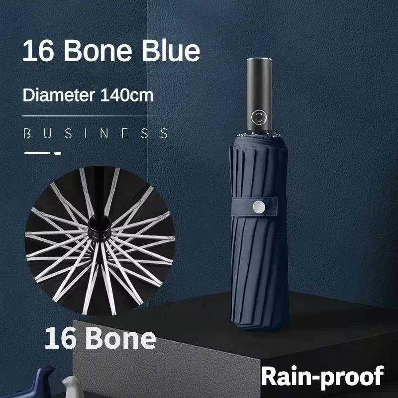 140CM Large Automatic Folding Umbrella for Men, UV UPF50+ Protection, Reinforce Windproof Strong, Sun and Rain Umbrellas Parasol