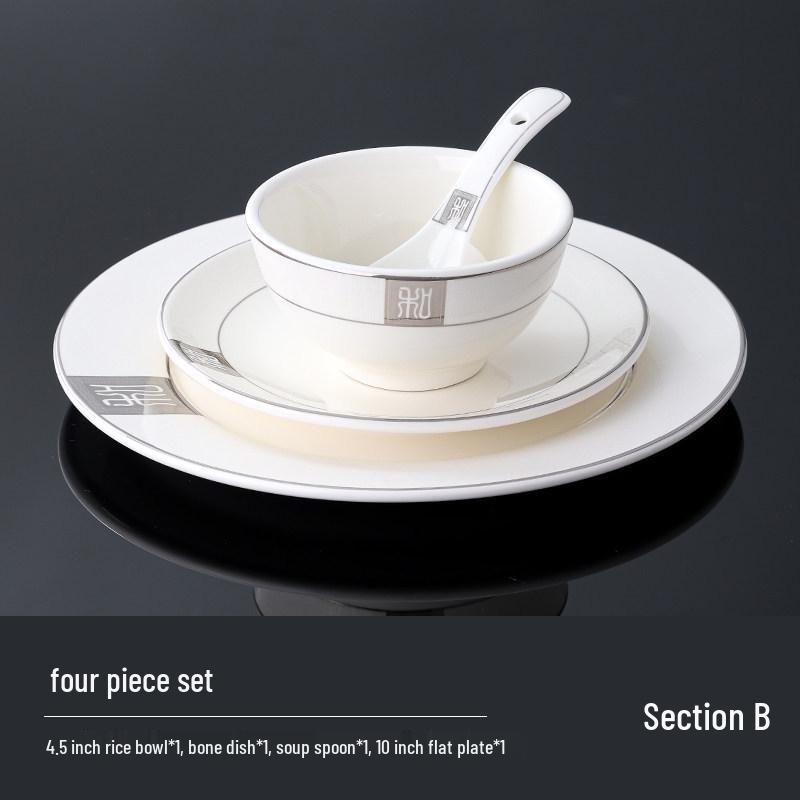 Luxury Ceramic Tableware Set - 4-Piece High-End Bowls, Plates & Dishes for Hotels & Restaurants
