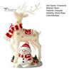 Charming Winter Table Decor Christmas Reindeer Snowman Resin Figurine, White Deer Statue with Red Scarf, Festive Mantelpiece Display Holiday Tabletop