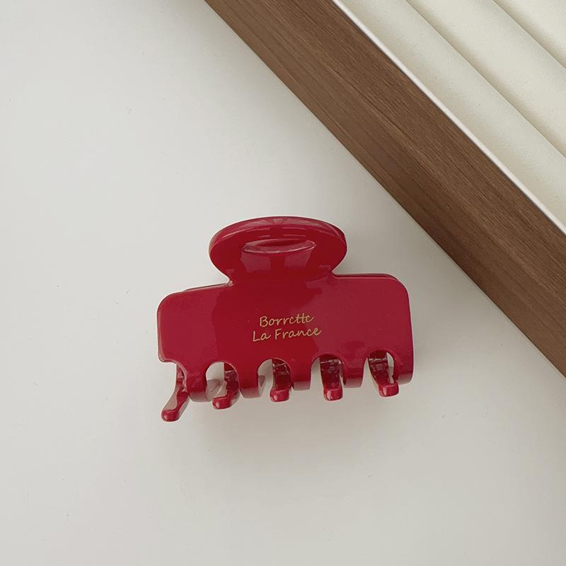 Jennie Style Red Claw Clip - High-End 2025 Large Volume Updo Acetate Shark Clip for Women
