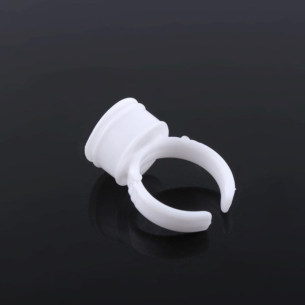 100pcs Disposable Glue Ring Pallet Holder for Eyelash Extension White Plastic Glue Pallet Tatt