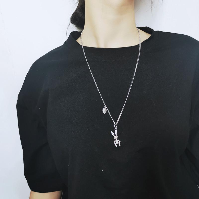 Internet Celebrity Same Harajuku Retro Hip Hop Ins Cold Wind Multi-layer Necklace Female Rabbit Pendant Earth Cool Dancing Accessories