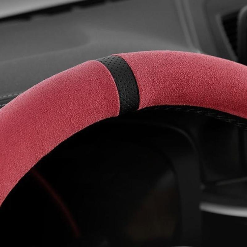 Semišový poťah na všetky ročné obdobia Poťah na volant auta Ultra tenký Protišmykový Tvar D Okrúhly Priedušný Ochranný poťah na volant auta