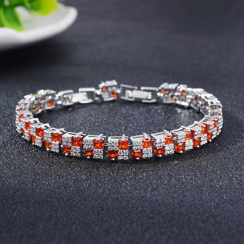 Hip Hop Women'S Crystal Bracelet Polka Dot Zircon Color Jewelry Electroplating Jewelry Flash Tennis Bracelet