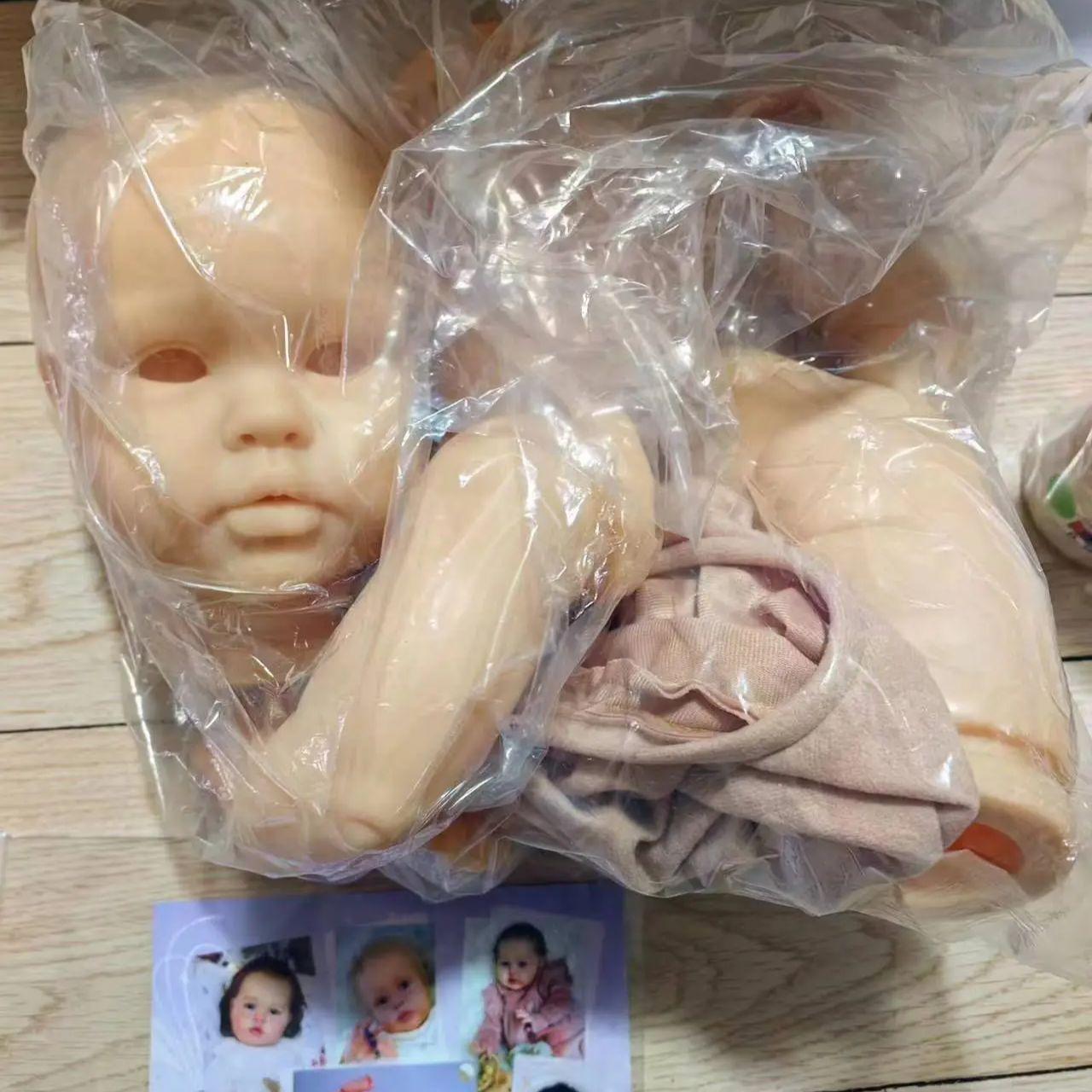 NPK 22 Inch Reborn Doll Kit Ellie Unpainted Unfinished Doll Parts with Cloth Body And Eyes - New Arrival 55cm белый