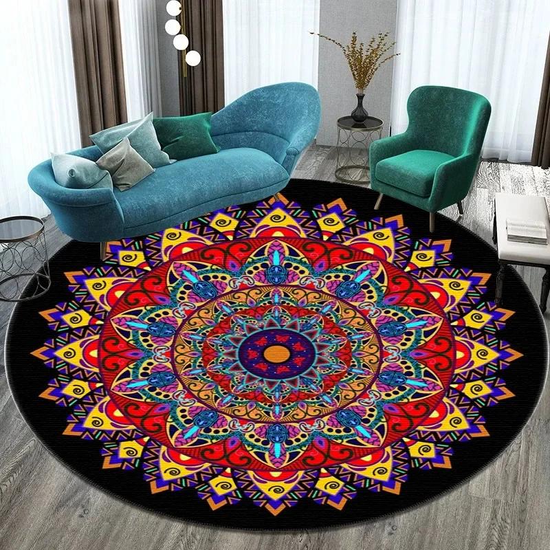 Bitcoin Round Carpet Anti-Slip Circle Area Rug Large for Home Living Room Floor Mat Bedroom Decor Chair Drum Rug Chair Doormat