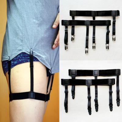 Men Shirt Stays Belt Non-slip Locking Clips Keep Shirt Tucked Leg Thigh Suspender Garters Strap
