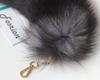 Genuine Fox Tail Fur Handbag Charm Cosplay Toy Fox Hair and Keychain Hook Ring Clip, Brown, Large