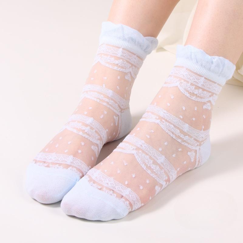 Women's Summer Thin Fashion Cool Transparent Hollow Out Flower Crystal Stockings