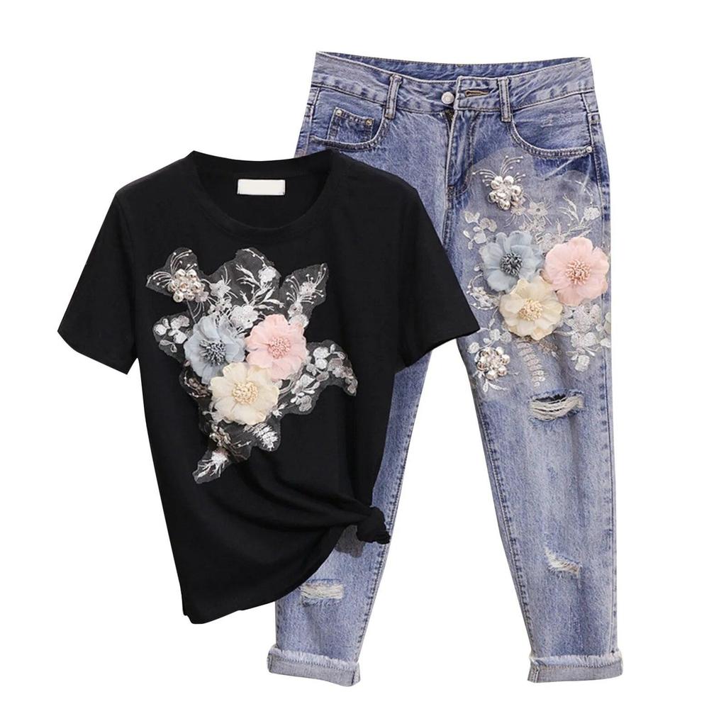 Summer High Waisted Wide Leg Trousers For Women Sets For Women Fashion Popular Solid Color Printed Loose Comfortable Clothes