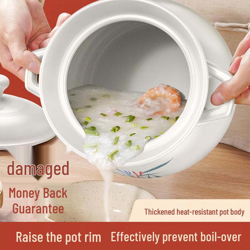 ZISIZ 6.5L White Ceramic Soup & Stew Pot