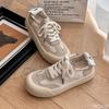 Thick Soled Female Student Trendy Flat Shoes for Spring and Summer  New Women's Board Shoes Lace Up Round Toe Casual  Shoes