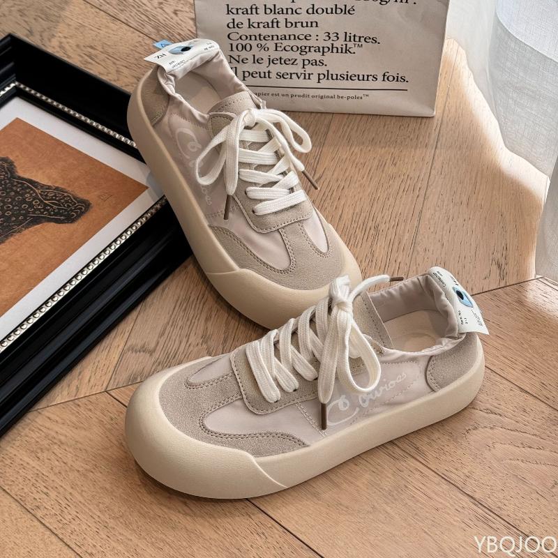 Thick Soled Female Student Trendy Flat Shoes for Spring and Summer  New Women's Board Shoes Lace Up Round Toe Casual  Shoes