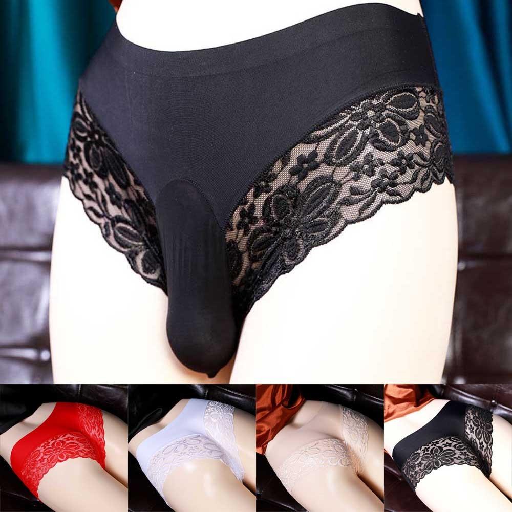 Menn Blonder gjennomsiktig undertøy Sexy Sissy Bugle Pouch Briefs Thong Truser