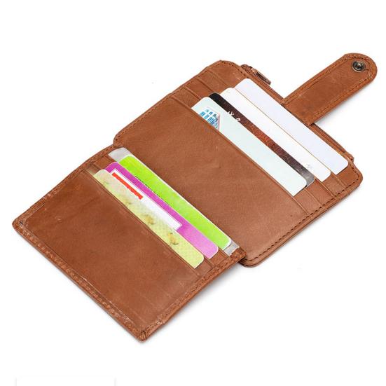 Anti-degaussing Design Short Snap Button Zipper Closure Faux Leather Men Wallet Multiple