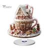 Durable Acrylic Holiday Gift Xmas Ornament, 2D Flat Tree Gingerbread Man Ornament with Christmas Desk Accessories Rotatable Base, Table Centerpiece