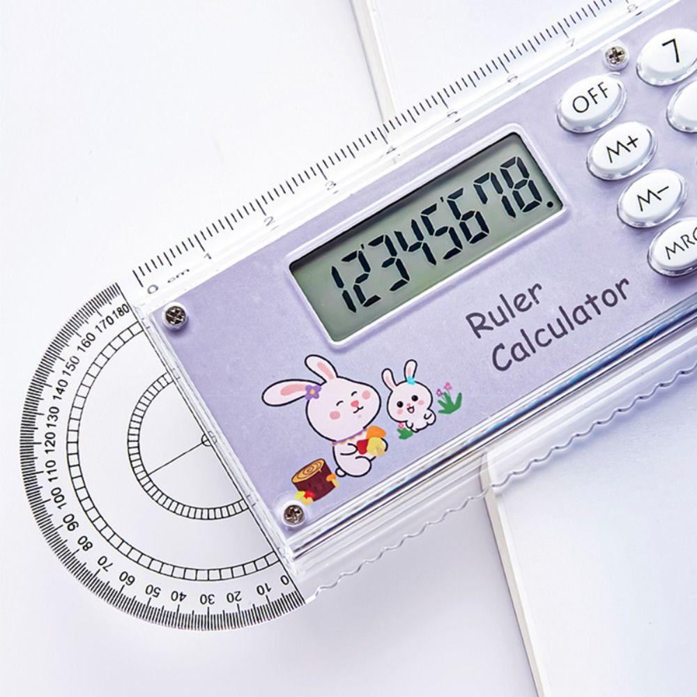 Durable 3-in-1 Ruler With Protractor Clear Multi-function Ruler 15cm Calculator Ruler School Office