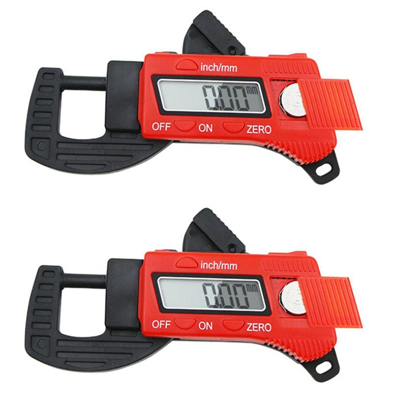 A58Z 2 Pcs 0-12.7Mm Plastic Carbon Fiber Composites Digital Thickness Caliper Micrometer Gauge красный