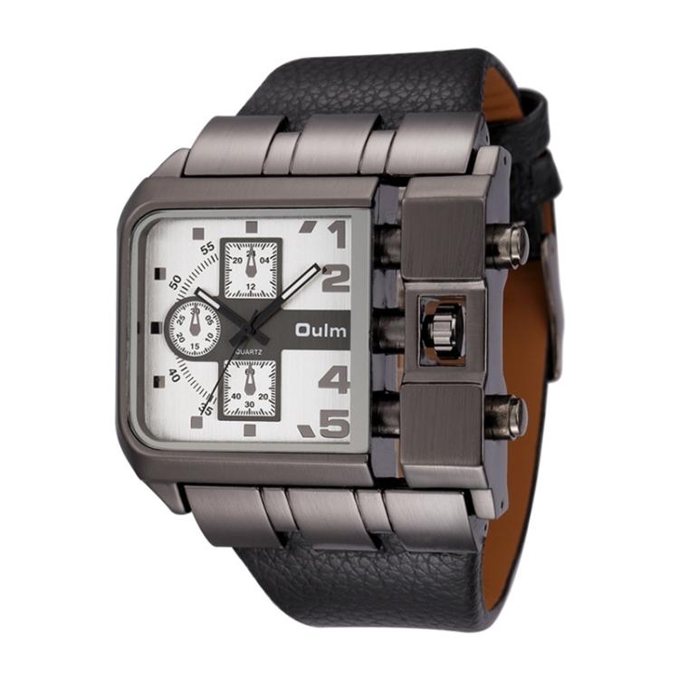 Oulm 3364 Herren Quadratisches Zifferblatt Lederarmband Quarz-Uhr