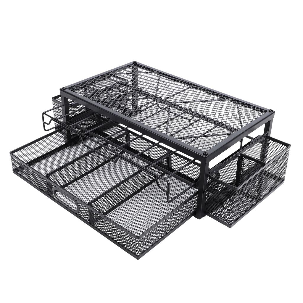 2 Tier Coffee Pod Holder Coffee Capsule   Pull Out Drawers for Kitchen Countertop Coffee Station Black