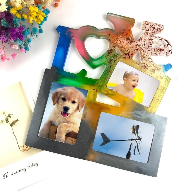 Photo Frame Decoration Silicone Mold LOVE Epoxy Jewelry Mold Resin Casting Pendant Mold Suitable for Diy Resin Crafts