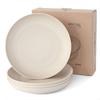 Eco Wheat Straw 12pcs Dinnerware Set Unbreakable Plates Bowls Reusable Plastic Tableware Lightweight for Family Gathering Party Use