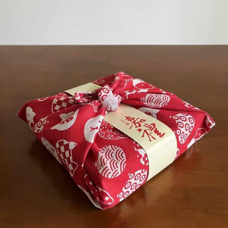 

In Stock Cotton and Linen Japanese Style Wrapping Cloth More Sizes Wrapped Towel Square Scarf Receiving Blanket Wrapping Cloth Picnic Blanket Blue white cat 46*46cm cotton