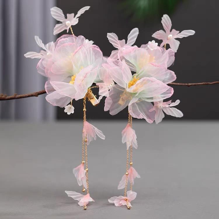 Flower Hair Clips Forks Chinese Hanfu Hair Accessories for Women Hairpin Fork Handmade Vintage Wedding Hair Jewelry Retro Crowns for Girl and Women