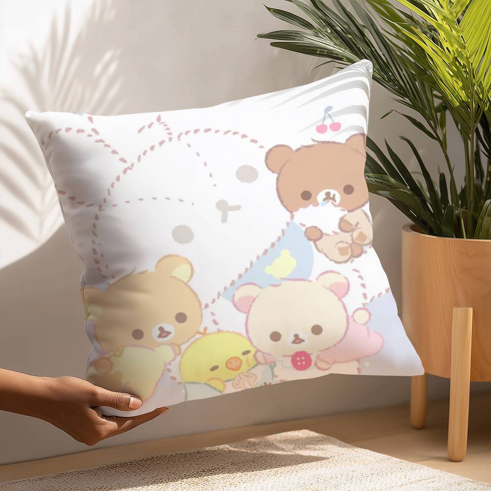 Cute Cartoon Rilakkuma Pillow Case Plush Fabric Soft  Pillowcase Double Sided Print Cushion Cover Household Gifts