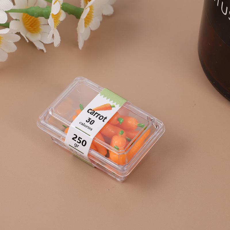 1 Set Food Play Scene Decoration 1/12 Dollhouse Mini Vegetables And Fruits In Fresh-Keeping Boxes Doll Accessory Toy