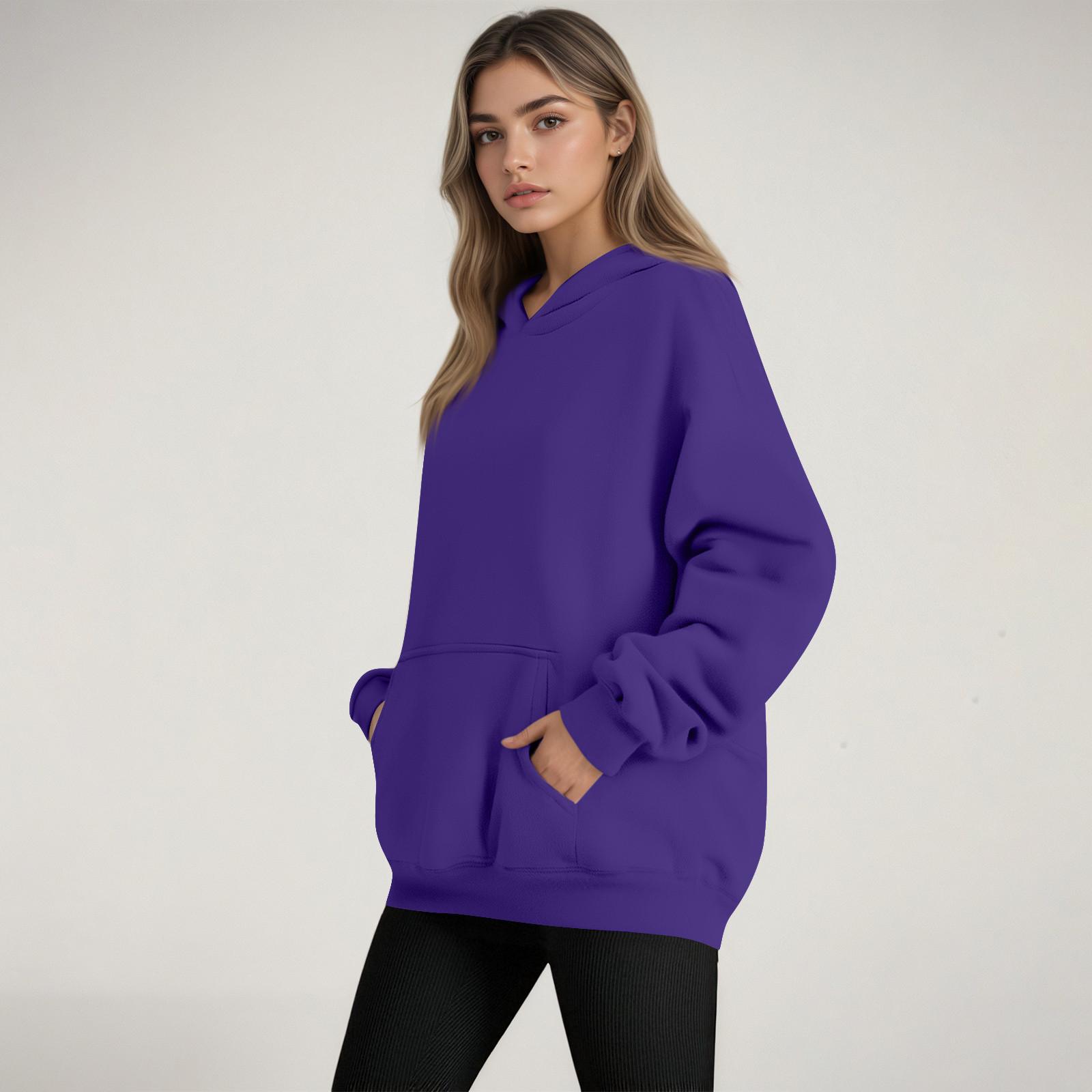 

Женская мода Женский легкий пуловер с длинным рукавом и карманами Худи XXXL фиолетовый