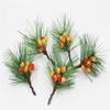 Artificial Pine Needle Greenery & Red Berry Bouquet for Holiday DIY & Gift Packaging