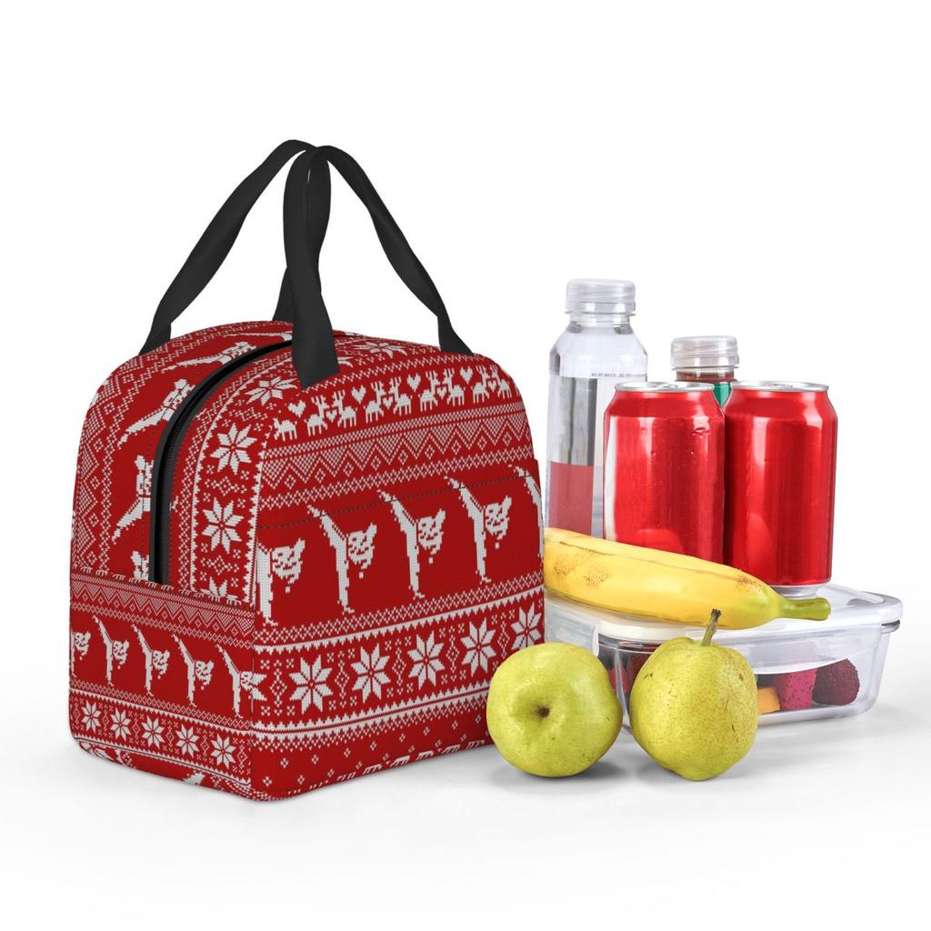 Maglione di Natale Brutto Karate Borsa Termica per Pranzo da Donna Frigo da Ufficio Contenitore Termico per Cibo Borsa Tote Contenitori Portatili per Pranzo