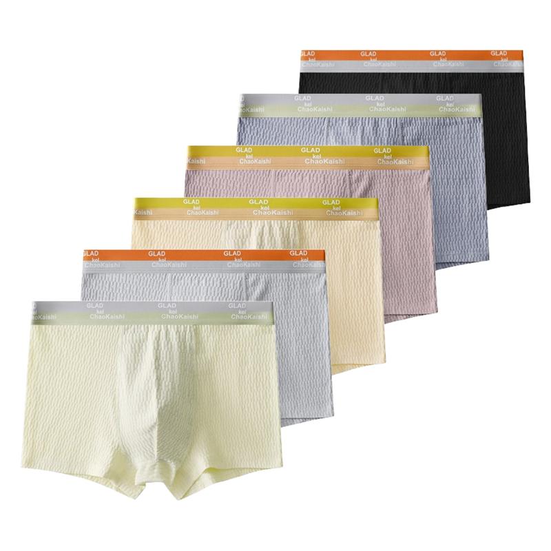 6Pcs Men's Boxer Briefs Teenager Underwear Breathable U Convex Underpants Comfortable Thin Underpants L XL XXL 3XL 4XL