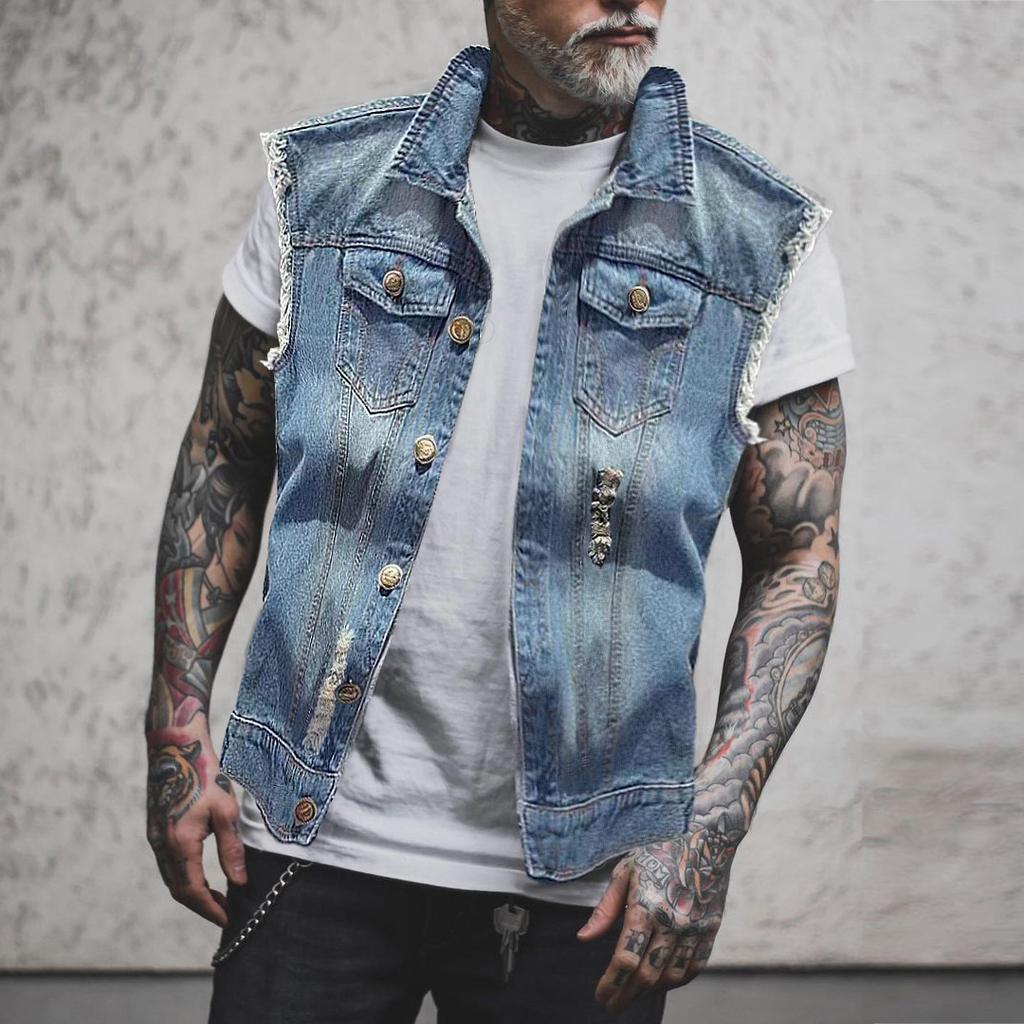 2579 * Foreign trade men's vest casual tooling hole locomotive men's sleeveless top cross-border