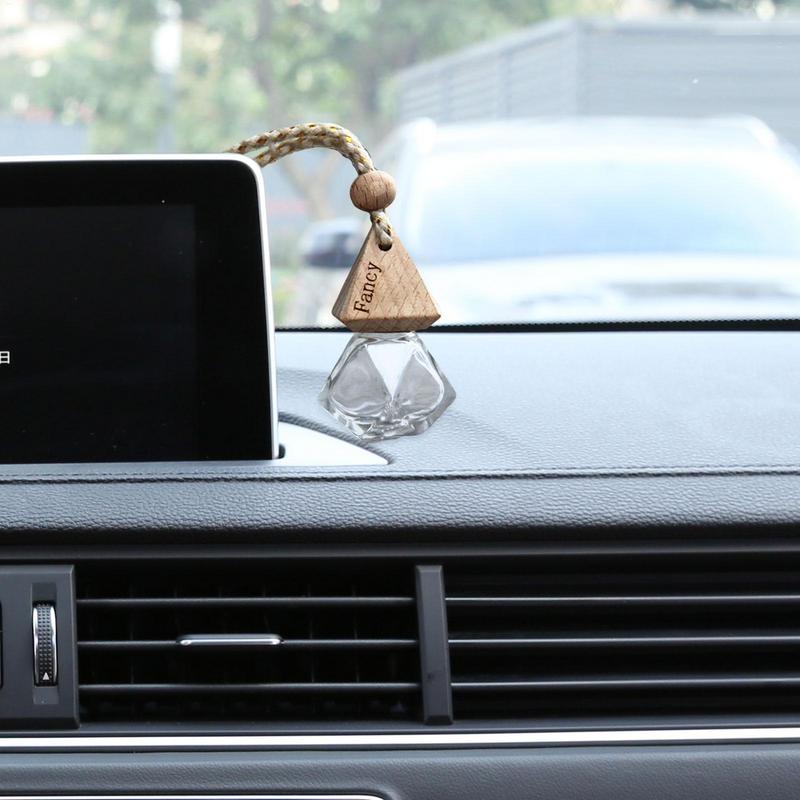 Hanging Car Diffuser Bottle Refillable Car Essential Oil Diffuser Empty Glass Perfume Diffuser Bottle Aromatherapy Pendant Decor