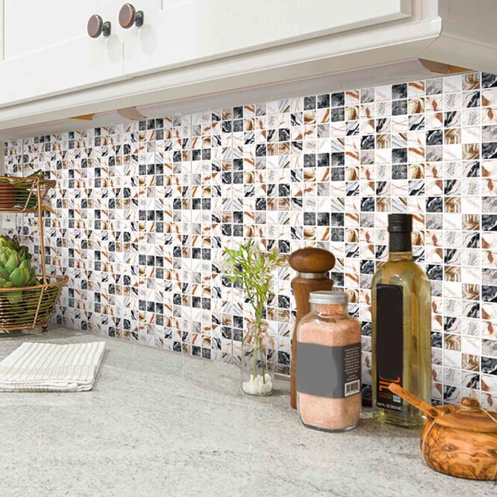 15 Uds pegatina impermeable DIY azulejo pared 3D cocina baño decoración