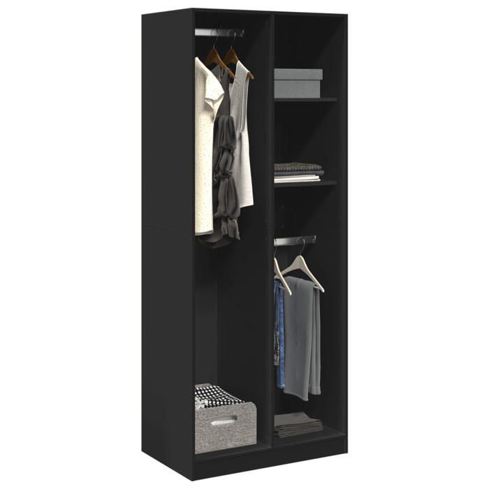 VidaXL Wardrobe Black 80x50x200 Cm Engineered Wood, Storage Cabinet, Wardrobe Organizer, Cabinet, Closet, 3307757