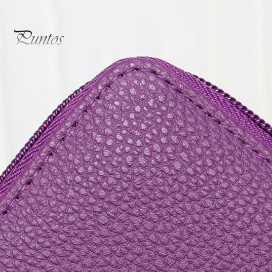 Coin Purse with 14 Card Slots Large Capacity Card Holder ID Window Anti-theft Zipper Closure Faux Leather Firm Stitching Portable Wallet