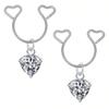 2 Pezzi Anello Finto Capezzolo a Forma di Cuore con Pendente Acciaio Inossidabile Anelli per Capezzoli Senza Perforazione Clip On Anelli per Capezzoli Piercing Finto per il Corpo