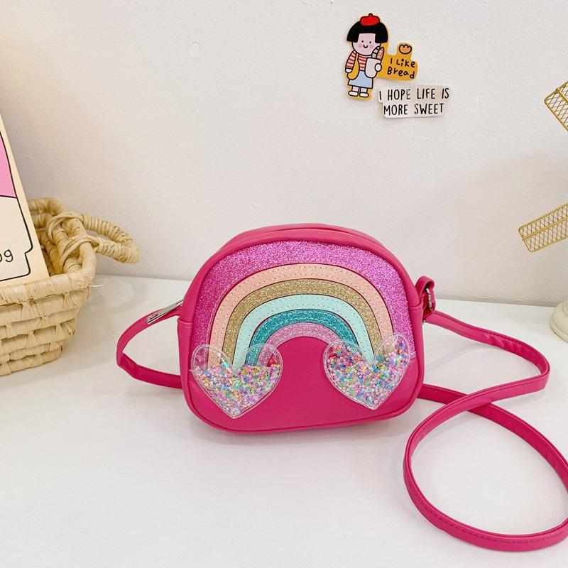 Tęczowa Torebka Listonoszka z cekinami dla Dzieci - Modna, Wszechstronna, Duża Pojemność PU Torba na Ramię