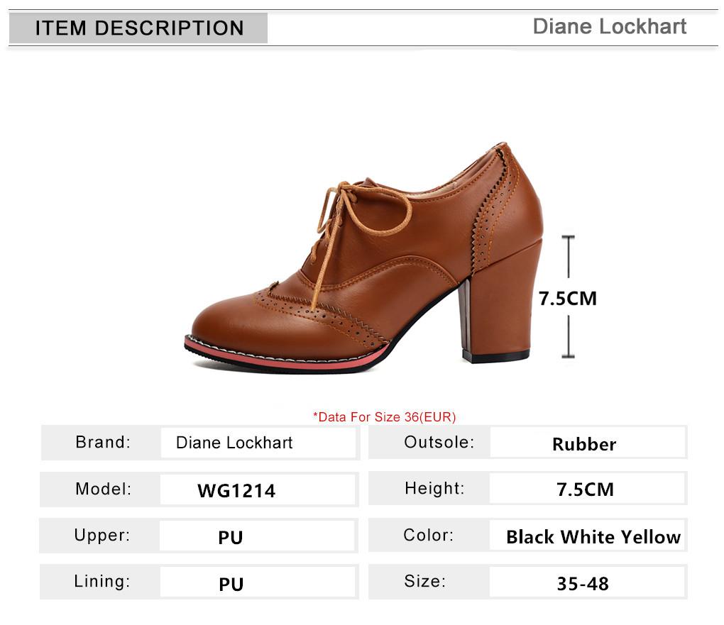 Fashion 2025 Women Pumps Round Toe Thick High Heels Platform Brogue Student Carved Retro Lace-Up Classic Spring Office Lady Lace Up Shoe