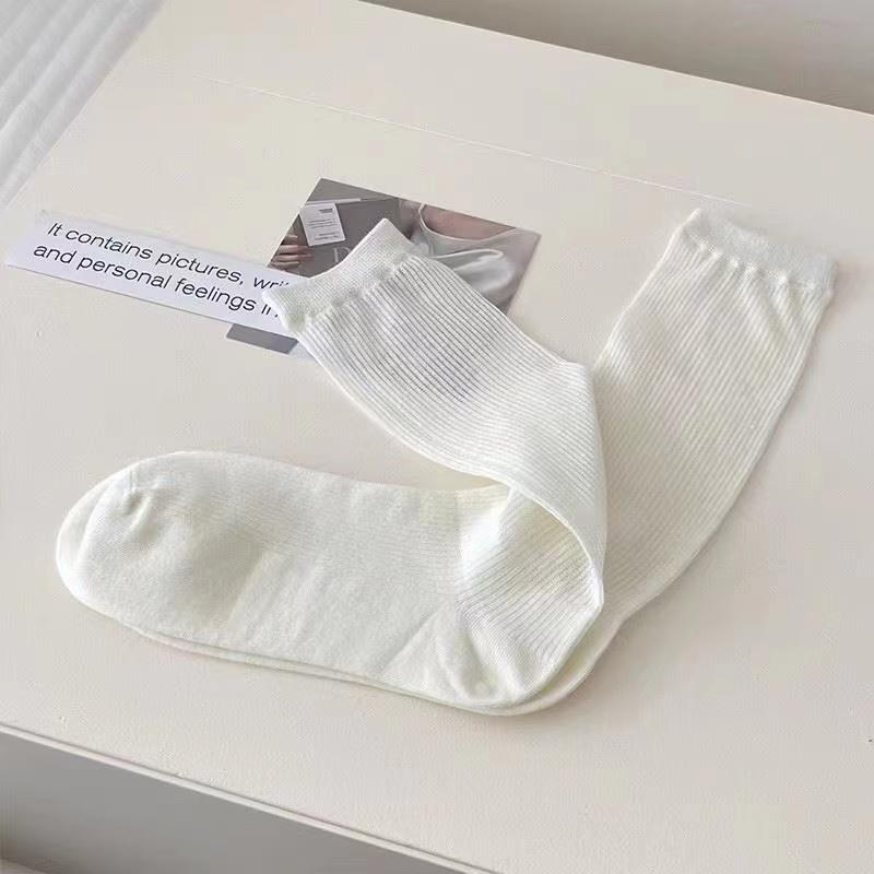

Women Lolita Socks Y2K Solid Long Loose Knee-socks Female Spring Breathable Lace Casual Sweet Soft Korean Middle Stockings One Size молочный белый