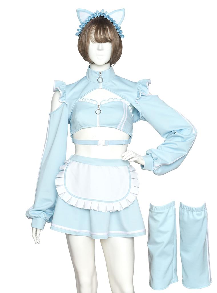 Clearstone SugarWhip Cosplay Halloween Cat Ear Jersey Maid Blue Women's