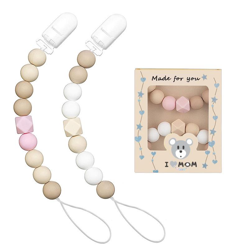Silicone Pacifier Clips For Baby Boys And Girls One-Piece Beads -Free Holders, Teething Baby Necessities