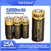 NEW VC-2652 3.7V 5200mAh 26650 20A Power Rechargeable Lithium Battery Suitable for Flashlight Headlight Batteries