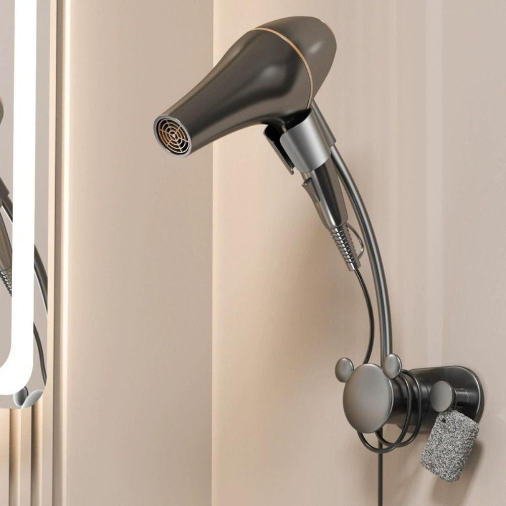 Wall-Mounted Hair Dryer Holder No Punching Bathroom Storage Rack Blower Bracket  Toilet