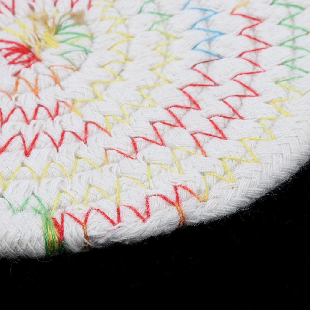 11cm 4.3 '' Table Mat Braided Cotton Round Rug Carpet Cut Kitchen Accessories